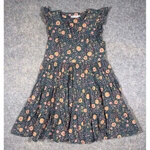Roller Rabbit Sobral Pippa Dress Women’s XS Green Pink Floral Flutter Sleeve